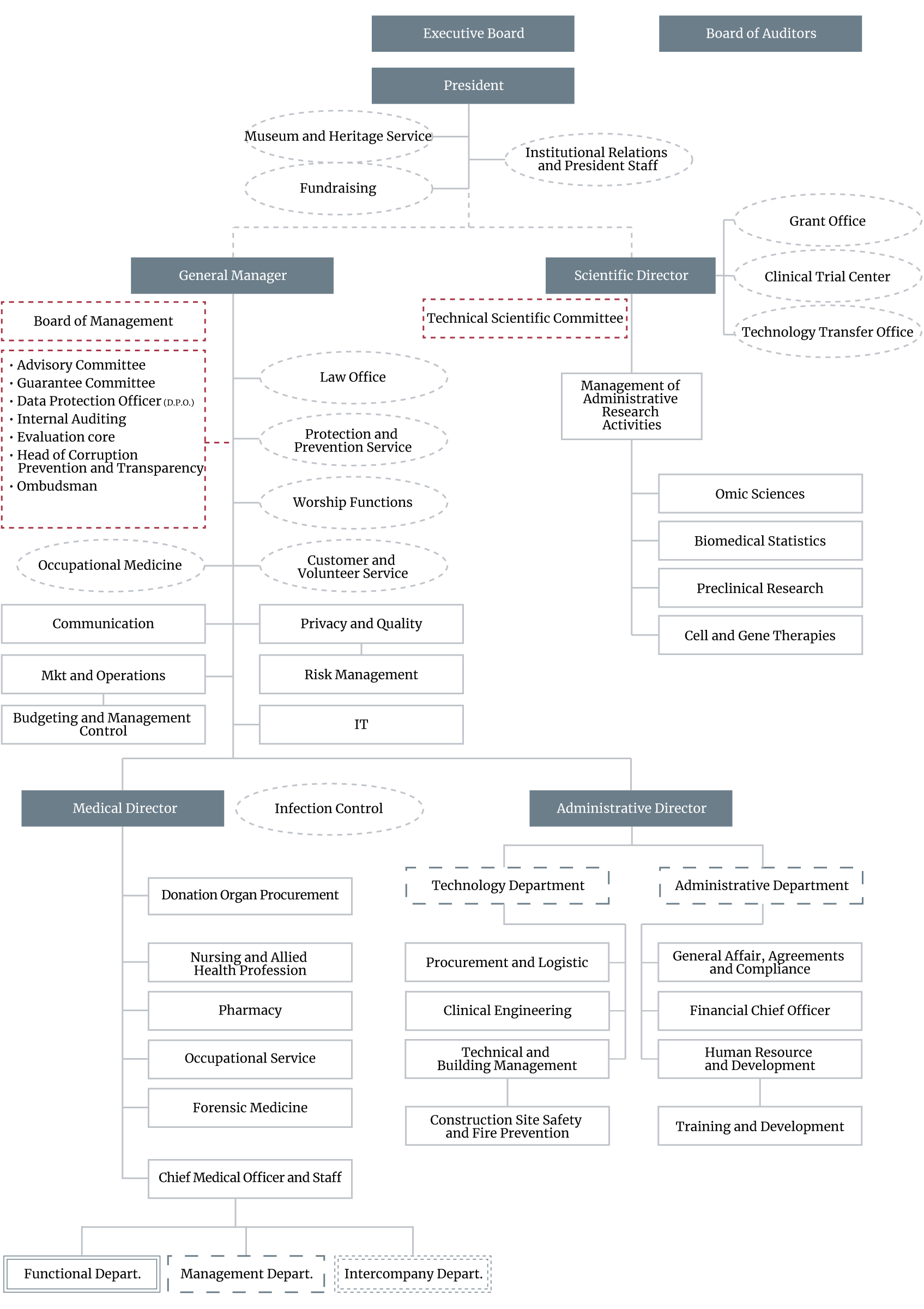 Organization chart of the Policlinico di Milano